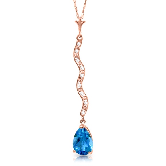 GOLD NECKLACE WITH DIAMONDS & BLUE TOPAZ